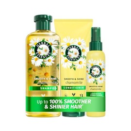 Herbal Essences Chamomile Shampoo & Conditioner Set, Leave In Treatment | Smooth & Shine Bundle: Shampoo 350ml + Conditioner 250ml + Lightweight Leave-In Conditioner All In One 145ml