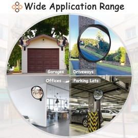 Driveway Mirror 𝟭𝟴" 𝗦𝗲𝗰𝘂𝗿𝗶𝘁𝘆 𝗠𝗶𝗿𝗿𝗼𝗿𝘀 𝗢𝘂𝘁𝗱𝗼𝗼𝗿, Blind Spot Convex Mirror with Adjustable Fixing Bracket, Wide Angle Clear View For Garage Home Parking Factory Office By Hydencamm