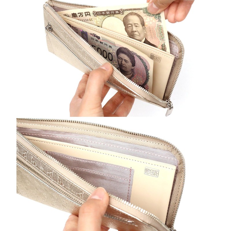 Liberte 0350800 Slim L-Shaped Zipper Long Wallet, gold (23)