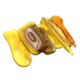 POFET 7 Pieces Massage Tools Resin Gua Sha Board Gua Sha Massage Set for Spa Skin Care Face Yoga