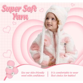 ilauke Fluffy Yarn 6x50g, Pink Fluffy Wool for Knitting, Flutterby Chunky Yarn for Crochet, Plush Yarn Soft Wool for Blanket, Baby Clothes, Dolls, Rug