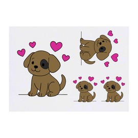 4 x 'Puppy Love ' Temporary Tattoos - Water Resistant, Skin-Safe, Non-Toxic Transfers, Mixed Sizes (TO00086256)