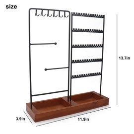 ChicGems Jewelry Holder Organizer Jewelry Display Stand Tree 5 Tier Metal and Wooden Jewelry Tower Rack for Necklace Bracelet Earring Ring Display and Storage