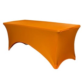 YOUR CHAIR COVERS Rectangular Spandex Table Covers 5ft Fitted Tablecloth Wedding Event Patio Table Decorations Elastic Fabric Stretch Table Covers for 5 ft Folding Table (Orange)