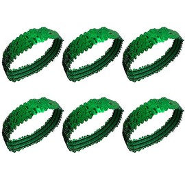 Elastic Sparkly Headband 6PCS,Sequin Headbands For Women,Green Glitter Sport Headband,Non-Slip Bling Sport Head Band,Glitter Headbands