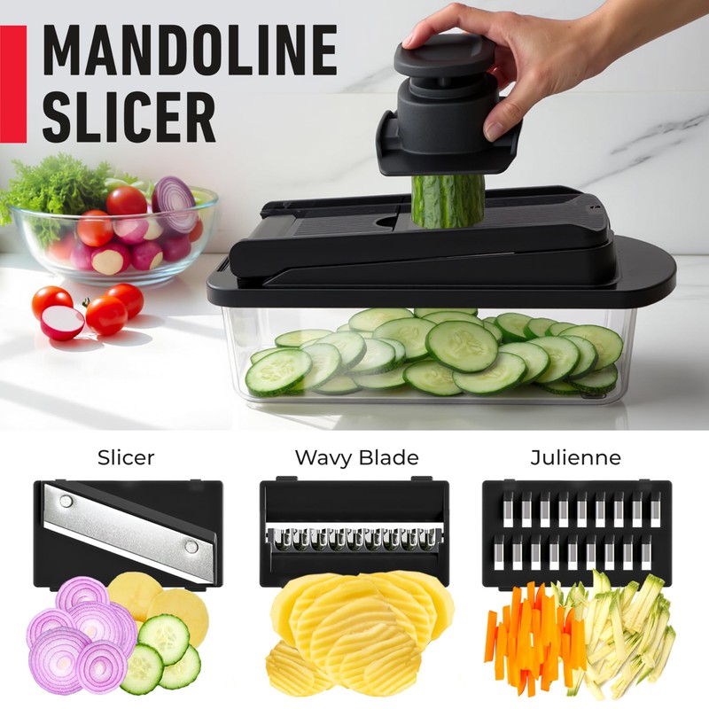 Mueller Pro-Series 10-in-1, 8 Blade Vegetable Chopper, Mandoline Slicer, Onion