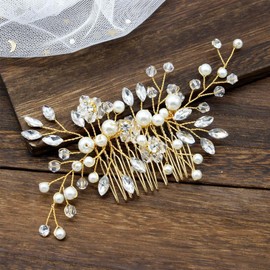 Accesorios Para El Cabello Mujer, Accesorios Para El Cabello De Cristal Blanco, Accesorios Para El Banquete, Peinados Para La Novia, Un Lindo Regalo Para Una Amiga O Una Chica (Dorado)