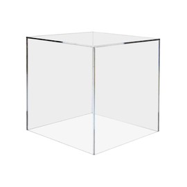 Marketing Holders White 5 Sided 4"w x 4"h x 4"d Platform Display Box Art Sculpture Pedestal Collectible Cube Cover Trophy Trinket Acrylic Showcase Stand Expo Event Wedding Reception