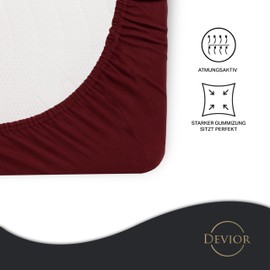 Devior Mikroflausch Winter Fitted Sheet, 140 x 200 - 160 x 200 cm, Bordeaux, Soft Warm Bed Sheet, Up to 22 cm Mattress Height Elastic Band, Oeko-Tex Made in Green, Fitted Sheets, Linen Mattress Cover