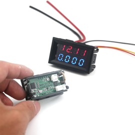 Taikuwu 0.28 Inch 4 Bit DC 0-100V 10A Detector Voltage Current Meter Panel Ammeter Meter Blue + Red LED Amp Dual Volt Meter Display