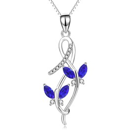 AOBOCO Sterling Silver Infinity Butterfly Pendant Necklace with Simulated Sapphire Blue Crystals, Anniversary Birthday Jewelry for Women