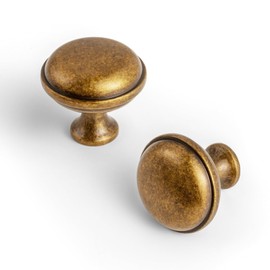 Goo-Ki 6 Pack Cabinet Knobs Antique Brass Drawer Knob Zinc Alloy Kitchen Hardware - Vintage Brass Single Hole/Screw Bar Cabinet Pulls Drawer Handles