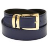 Men's Belt Reversible Wide Bonded Leather Gold-Tone Buckle BLACK/Navy Blue