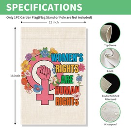 Perfectinsoy Women's Rights Are Human Rights Garden Flag, Feminist Empowerment Flag, Community Progress Farmhouse Yard Porch Patio Outdoor Decor, Feminist Gifts for Women Friend Sister BFF