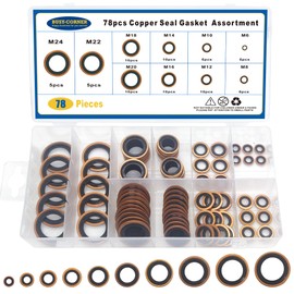78 PCS 10 Sizes Copper Metric Bonded Seal Dowty Washer, Automotive Self-Centred Dowty Seal Gasket Assortment, M6/8/10/12/14/16/18/20/22/24