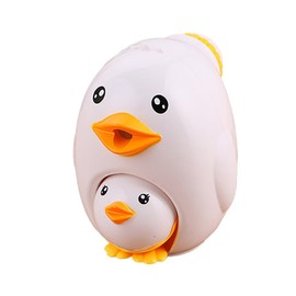2 in 1 Pencil Sharpener Manual Sharpener with Container - Cartoon Pencil Sharpener Cute Mum Duck & Baby Student Stationery for Children Students Gifts - White Hen