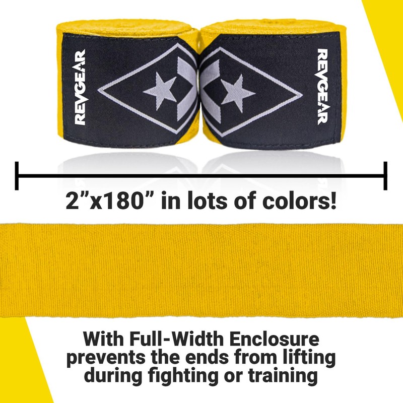 Revgear Elastic Handwraps (Yellow, 180-Inch)