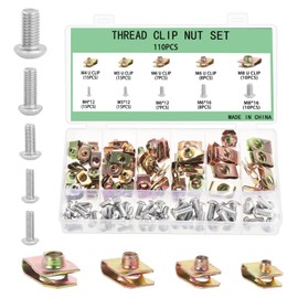Mgmxbsth 110PCS Assortment,Carbon Steel Thread Clip Nut Set, U-Type Sheet Metal Nuts, Leaf Spring Nut Kits,Automotive Spring Nuts,Car Speed Fastener Replacement for Dash Door Panel Interior