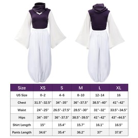 C-ZOFEK Women's Anime Cosplay Costume US Size Kimono Outfit Pants with Scarf Female Version(Purple, Medium)