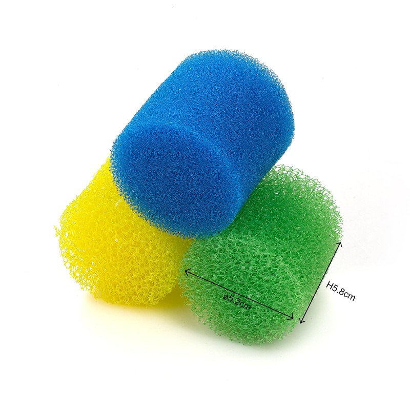 Weipro Cylindrical Fish Tank Filter Sponges, 3 Coarse Grades, Aquarium
