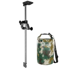 Pudello Way Universal Portable Transducer Bracket - Fishfinder Mount with 360° Adjustable Rotating Holder - Portable Fish Finder Mount for Boat Fishing - Complete with 10L Waterproof Bag, Black