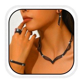 Unicra Silver Wedding Jewellery Sets Rhinestone Bridal Necklace and Earrings Bracelet Ring Set Prom Formal Fashion Jewellery Set for Women and Brides, One size, Alloy Steel, No Gemstone