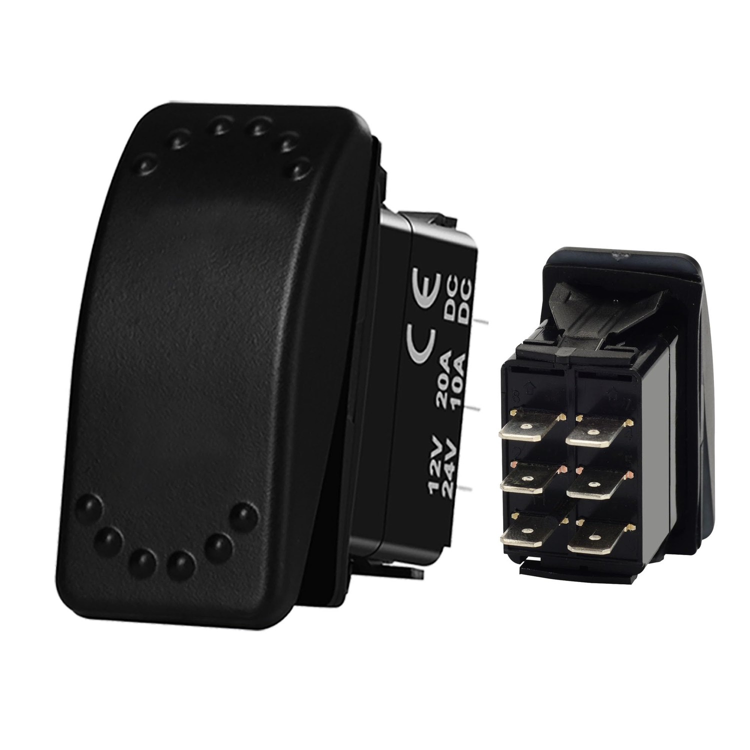 BANDC Waterproof 3 Position Rocker Switch 12V 20A 6 Pin DPDT ON Off ON ...