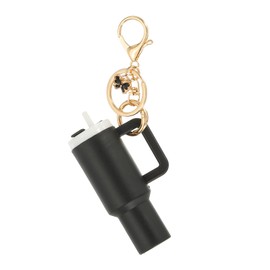 PATIKIL Mini Tumbler Keychain, 1Pcs Mini Cup Keychain Lip Balm Holder Cute Charm Key Chain for Backpack Charm Women Purse Handbags, Black Butterfly