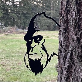Agriism 12" x 8" Inches Metal Wall Art Statues/Bigfoot Peeking/Sasquatch/Big Foot/Garden Stake/Tree Stake/Garden Art/Backyard Decor Perfect for Mother's Day/Father's Day