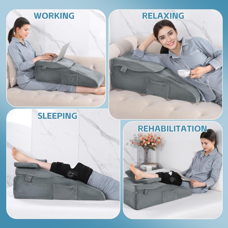 ROYALAY Adjustable Leg Elevation Pillows for After Surgery, Leg Wedge