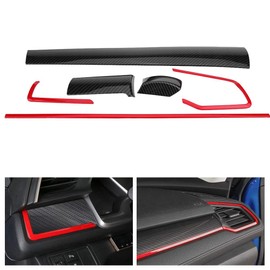 Car Console Dashboard Cover Trim Decorative Stickers, Acouto Center Console Dashboard Cover Trim for 10th 16-18 6Pcs Dashboard Panel Trim Covers Decorative Stickers Car Interior Accessories