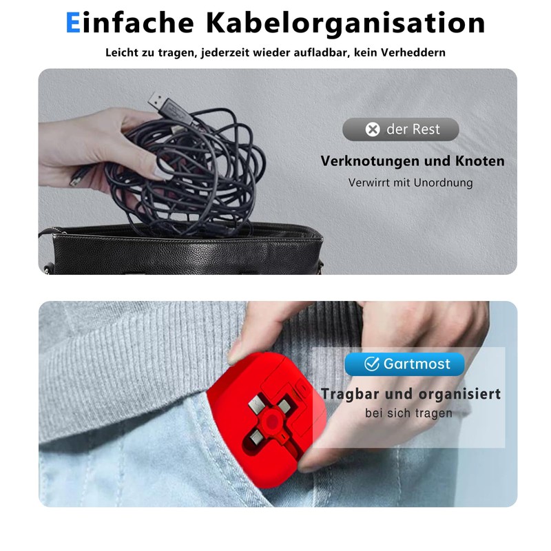 Gartmost 3-packs Drei in einem Ladekabel, 3 in 1 Ladekabel