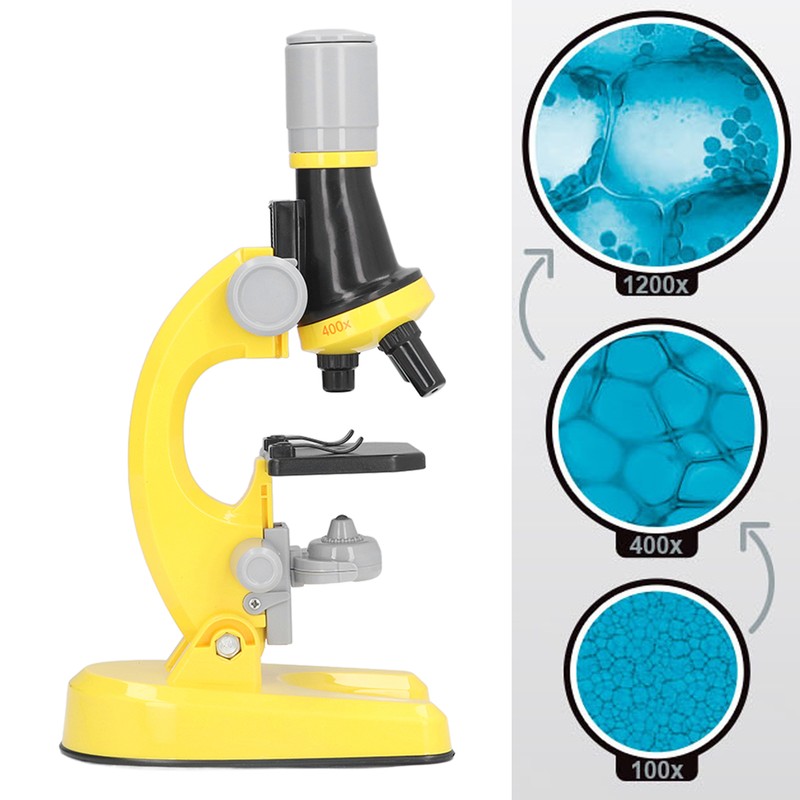 Kids Microscope Kit LED 1200X Microscope with Specimen Slides Science