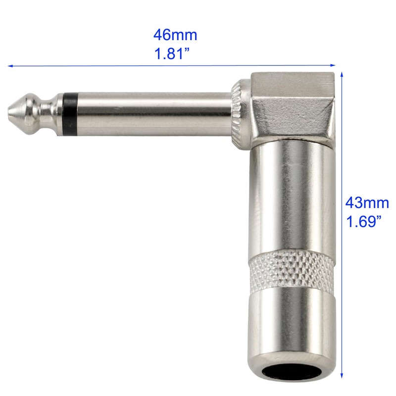 Greluma 4 pieces 90 degree solder plug 6.35 mm, right