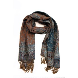 Sakkas 70" x 28" Double Layer Jacquard Paisley Viscose Pashmina Scarf/Stole - (20+ Rich Colours), teal