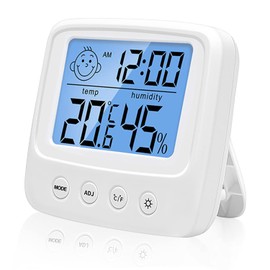 Mumoo Bear Indoor Thermometers Hygrometer Digital Room Thermometer and Humidity Gauge with Clock Humidity Temperature, 5s Fast Refresh, Backlight Function for Home, Office, Bedroom
