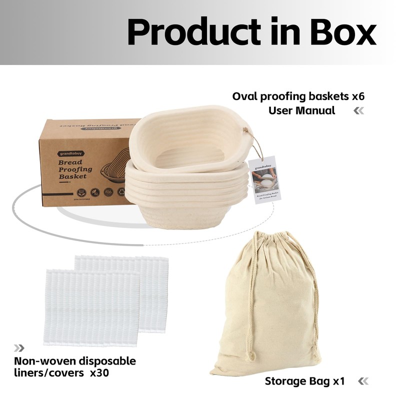 Sourdough Banneton Bortform 21cm/8inch Oval Pulp Bread Proofing Basket Set