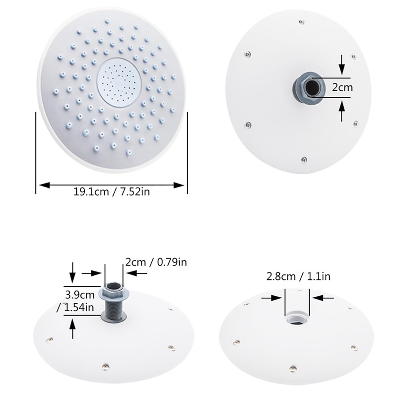19Cm Round ABS Silicon Rubber Screwed Design Rainfall Top Shower