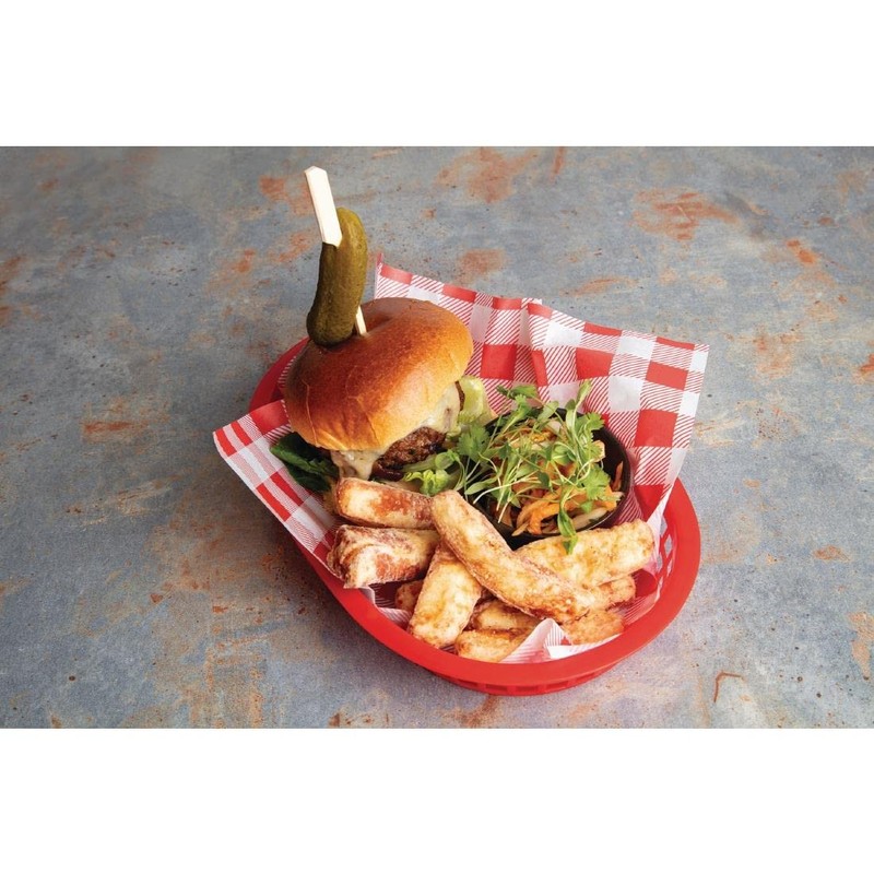 CL657 Red Gingham Greaseproof Paper, 250 mmx 250 mm (Pack