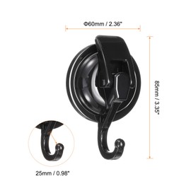 HARFINGTON Suction Cups Hooks Powerful Vacuum Multi-Purpose Suction Shower Hooks Removable Reusable Waterproof Wreath Cup Hook for Bathroom Kitchen Restroom, Black