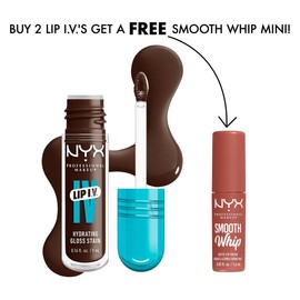NYX Professional Makeup Lip I.V. Hydrating Lip Gloss Stain, Buy 2 Get a Free Smooth Whip Mini! NYX Professional Makeup - Color: 6 Espresso Soak
