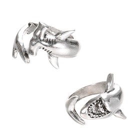 PACKOVE 2pcs Shark Ring Animal Wrap Ring Animal Rings Open Thumb Ring Promise Ring for Couples Open Rings Small Round Thumb Ring White Ring Finger Ring Lovers Alloy Adjustable