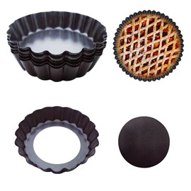 6 Pack Mini Tart Pans, Commercial Grade Non Stick Removable Bottom Quiche Pans(4 Inches Diameter)