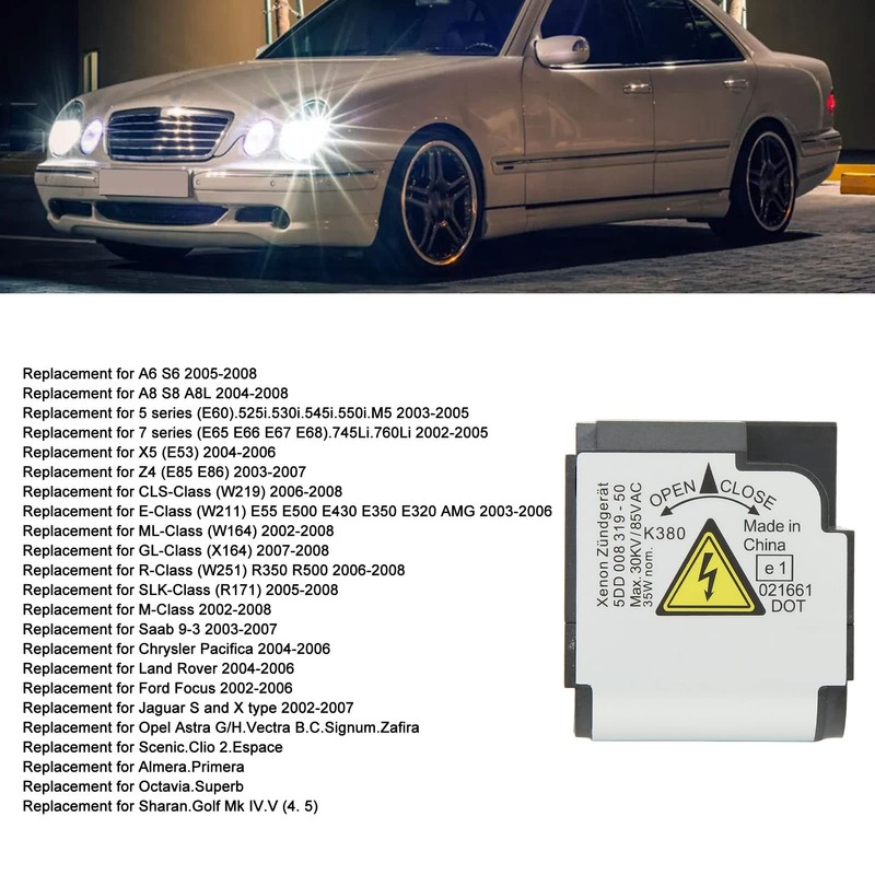 Xenon Headlight Starter Ignitor, Replacement for 5DD 008 319-50, Shock