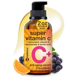Sérum Facial Súper Vitamina C De Tamaño Doble(59 Ml) Con Niacinamida, Sérum Facial Con 5 De Vitamina C, Ácido Hialurónico Y Resveratrol. Sérum Súper  