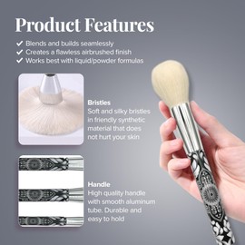 Eshghe-Mani Makeup Brushes by Lady of Eshgh | 12pc Full Face Makeup Brush Set | Natural Hair-Like Professional Make Up Brushes | Comes With Collectors Box & Elegant Black Felt Storage Pouch