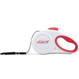 L'chic Cozy Grip Retractable Dog Leash Size M (White/Red)