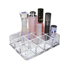 QGoods QG Rectangular Clear Acrylic Cosmetic Organizer Makeup Lipstick & Lip Gloss Holder with 12 Spaces Storage