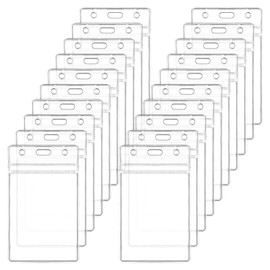 20Pcs Vertical Badge Holders, ID Card Badge Holder, Plastic Name Tag Holder Social Security Cards Protector, Badges Sleeve for Work ID Card, Proximity Cards, Driver’s License