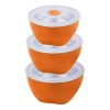 Aquila Juego De 3 Ensaladeras Acero Inoxidable Con Tapa Naranja